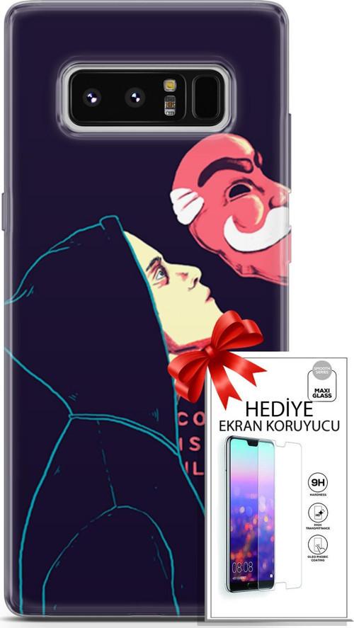 Samsung Galaxy Note 8 Kılıf Orijinal Seri Algorand 18 Illusion Parlak Kılıf + Ekran Koruyucu Full Koruma