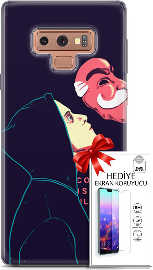 Samsung Galaxy Note 9 Kılıf Orijinal Seri Algorand 18 Illusion Parlak Kılıf + Ekran Koruyucu Full Koruma