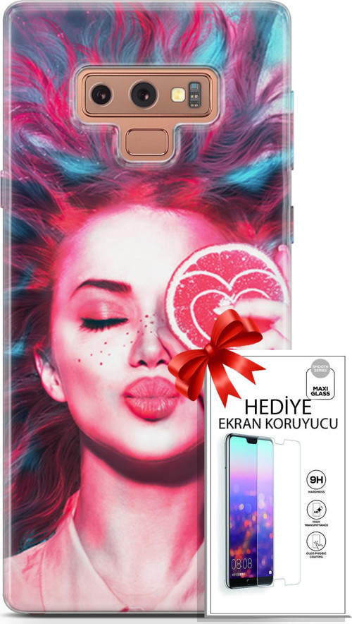 Samsung Galaxy Note 9 Kılıf Orijinal Seri Algorand 08 Greyfurt Baskılı Kılıf + Ekran Koruyucu