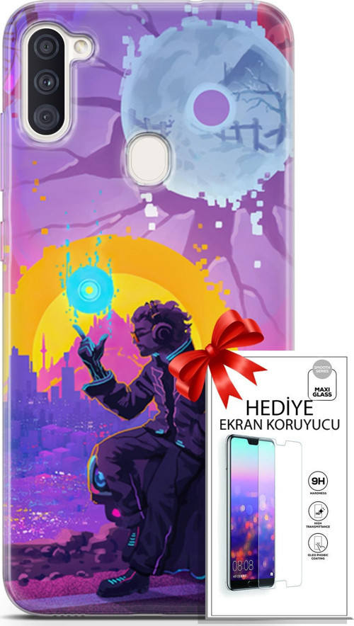 Samsung Galaxy M11 Kılıf Orijinal Seri Cardano 25 Araba Soyulmayan Kılıf + Ekran Koruyucu Full Koruma