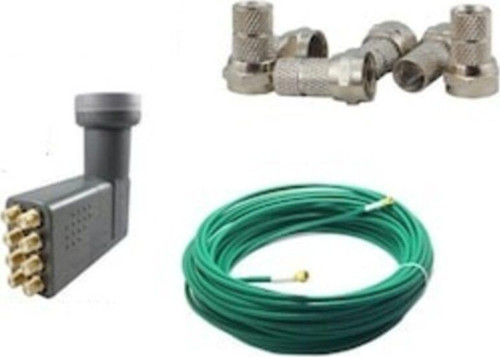 8 Li Lnb 25 Metre Uydu Çanak Anten Kablosu Yeşil 5 Adet F Konnektörlü
