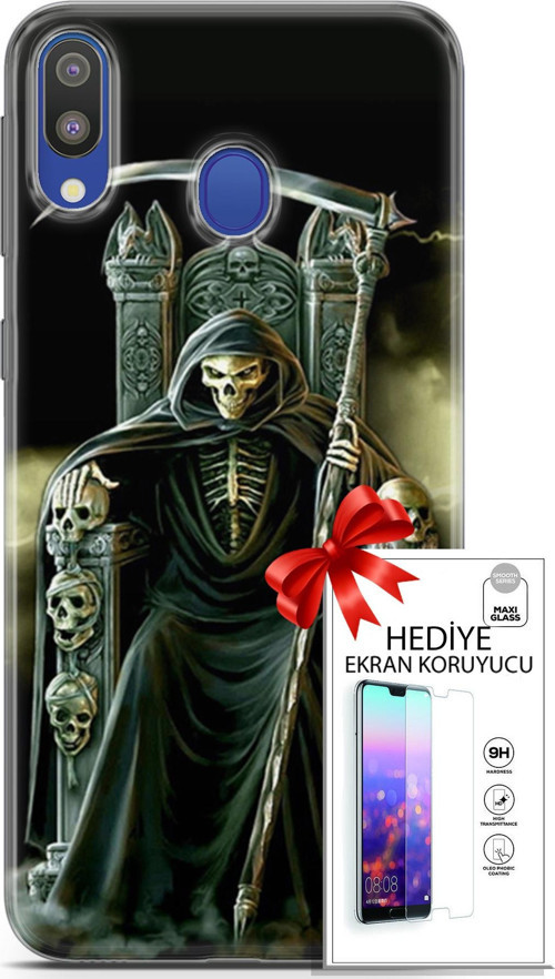Samsung Galaxy M20 Kılıf Orijinal Seri Cardano 11 İskeletor 4K Baskılı Kılıf + Ekran Koruyucu Full Koruma