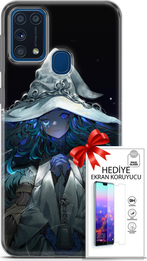 Samsung Galaxy M31 Kılıf Orijinal Seri Cardano 28 Şapkalı Kız İz Bırakmayan Kılıf + Ön Ekran Koruyucu
