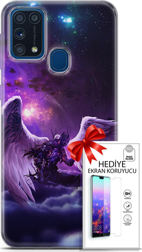 Samsung Galaxy M31 Kılıf Orijinal Seri Cardano 23 Melek Telefon Kabı Ve Ekran Koruyucu