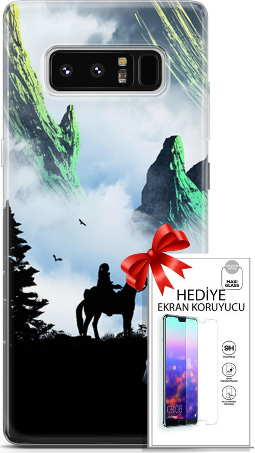 Samsung Galaxy Note 8 Kılıf Orijinal Seri Algorand 25 Atlı Soyulmayan Kılıf + Ekran Koruyucu Full Koruma
