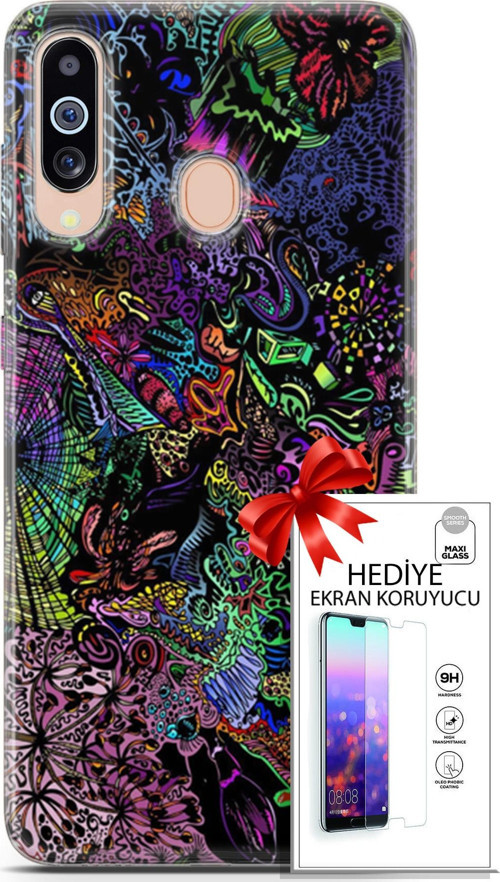 Samsung Galaxy M40 Kılıf Orijinal Seri Cardano 03 Karışık Renkler Arka Kapak + Ekran Koruyucu
