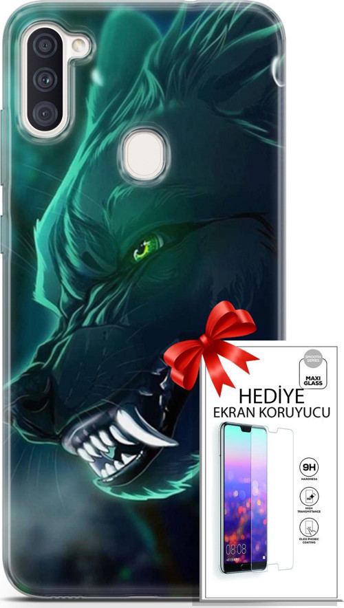 Samsung Galaxy M11 Kılıf Orijinal Seri Cardano 17 Vahşi Kurt Yumuşak Kılıf + Ekran Koruyucu
