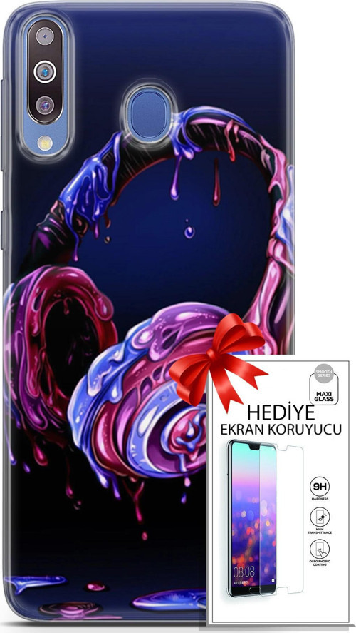 Samsung Galaxy M30 Kılıf Orijinal Seri Cardano 14 Kulaklık Cover Kılıf + Ön Ekran Koruyucu