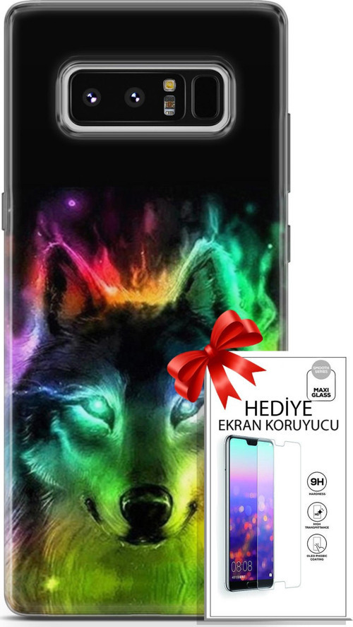 Samsung Galaxy Note 8 Kılıf Orijinal Seri Cardano 15 Kurt Neon Kalın Silikon + Ekran Koruyucu