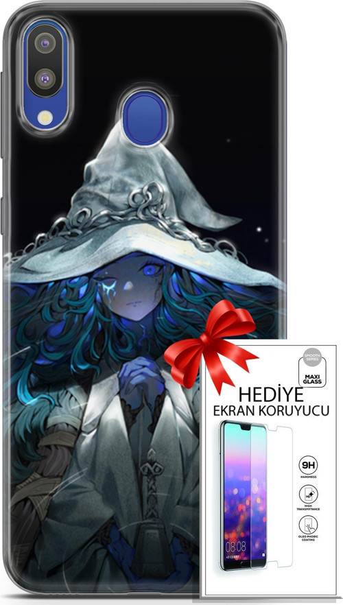 Samsung Galaxy M20 Kılıf Orijinal Seri Cardano 28 Şapkalı Kız İz Bırakmayan Kılıf + Ön Ekran Koruyucu