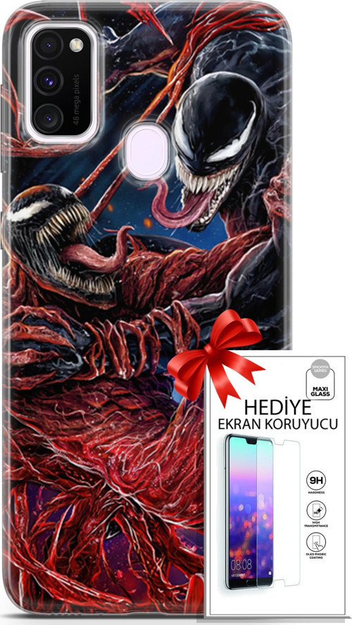 Samsung Galaxy M21 Kılıf Orijinal Seri Cardano 22 Monsters Kap + Ekran Koruyucu