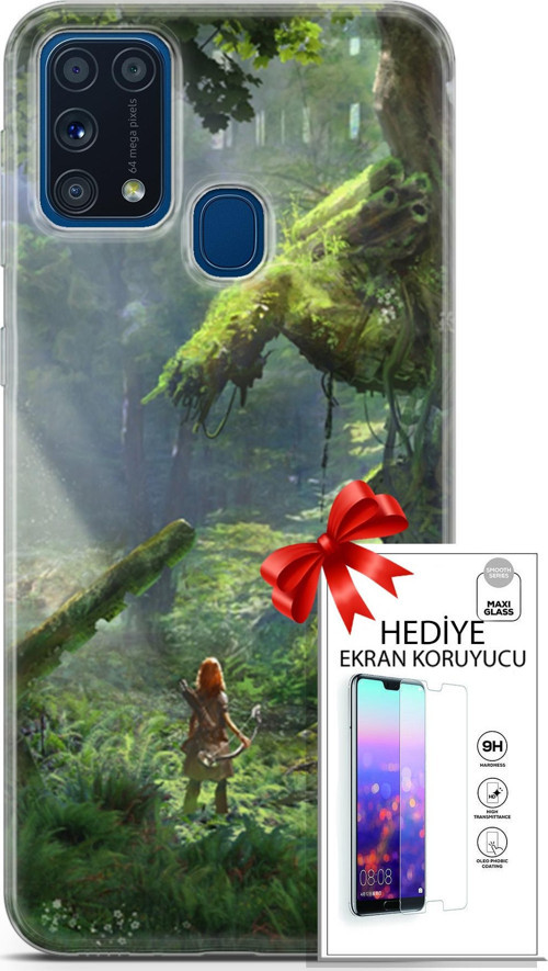 Samsung Galaxy M31 Kılıf Orijinal Seri Cardano 13 Orman Case Kapak Ekran Koruyucu
