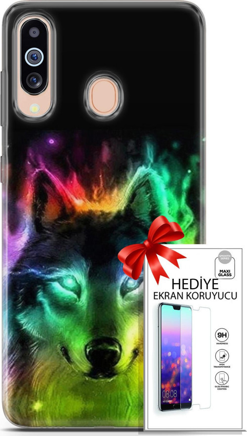 Samsung Galaxy M40 Kılıf Orijinal Seri Cardano 15 Kurt Neon Kalın Silikon + Ekran Koruyucu