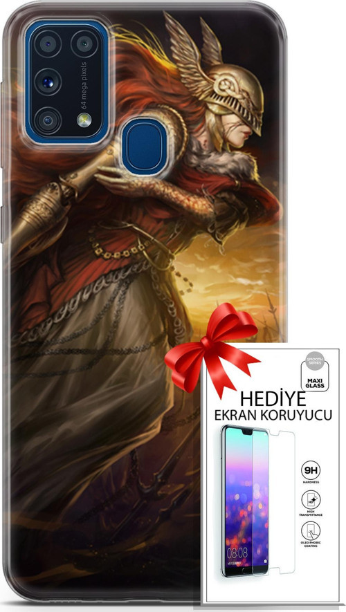 Samsung Galaxy M31 Kılıf Orijinal Seri Cardano 29 Şövalye Leke Tutmaz Kapak + Ekran Koruyucu