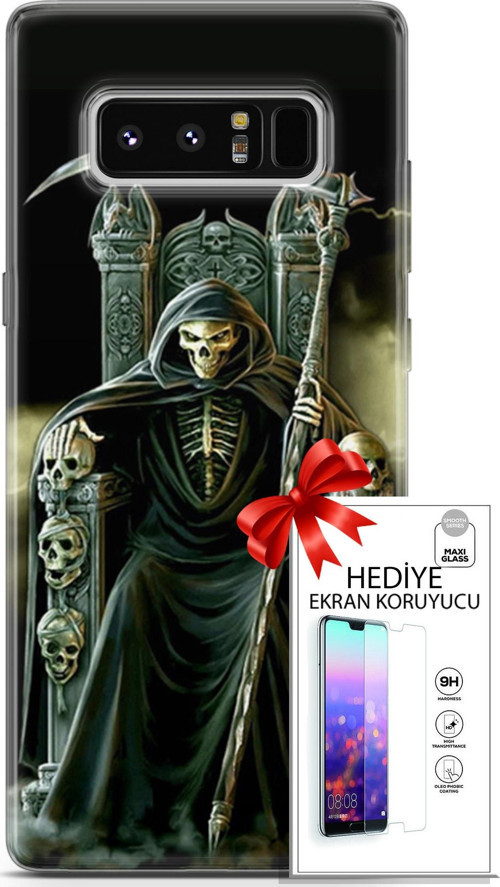 Samsung Galaxy Note 8 Kılıf Orijinal Seri Cardano 11 İskeletor 4K Baskılı Kılıf + Ekran Koruyucu Ful
