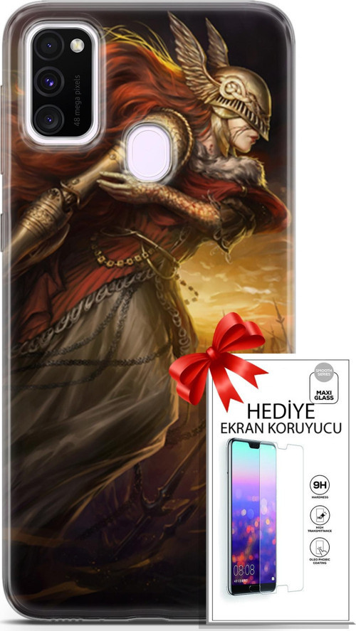 Samsung Galaxy M21 Kılıf Orijinal Seri Cardano 29 Şövalye Leke Tutmaz Kapak + Ekran Koruyucu