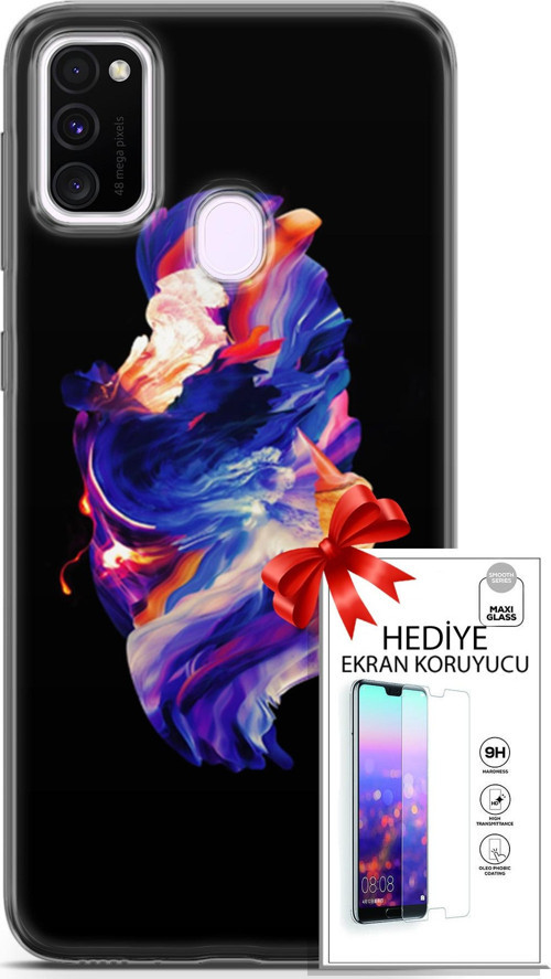 Samsung Galaxy M21 Kılıf Orijinal Seri Cardano 12 Wallpapaer Tasarım Kılıf + Ekran Koruyucu