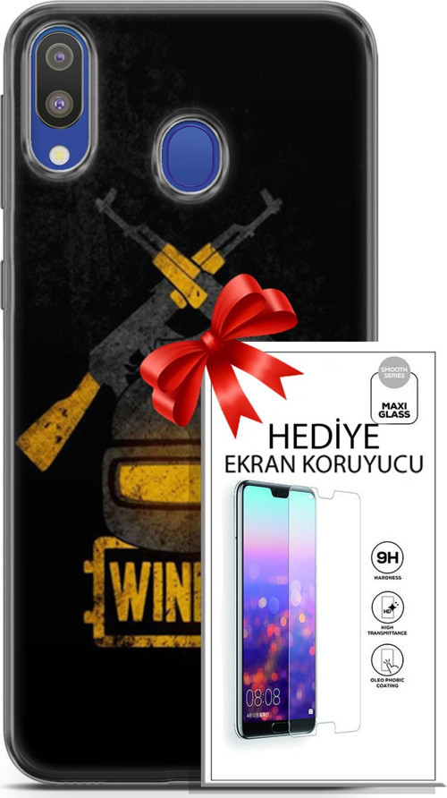 Samsung Galaxy M20 Kılıf Orijinal Seri Pubg 15 Winner Kalın Silikon + Ekran Koruyucu