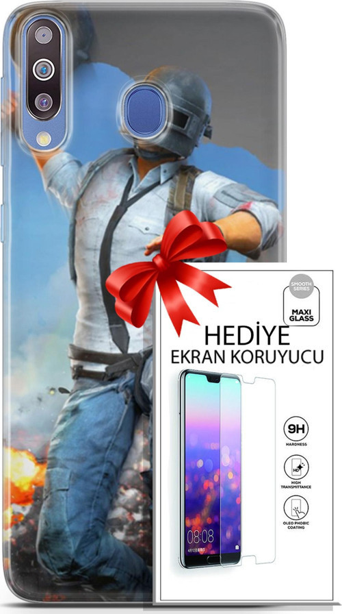 Samsung Galaxy M30 Kılıf Orijinal Seri Pubg 01 Action Figur Telefon Kılıfı + Ekran Koruyucu