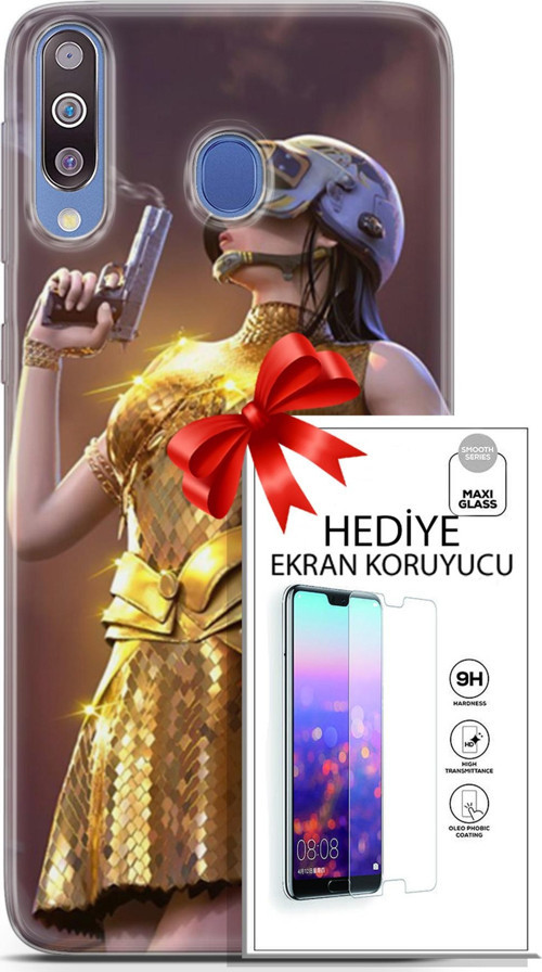 Samsung Galaxy M30 Kılıf Orijinal Seri Pubg 21 Anna Darbe Önleyici Kapak + Ön Ekran Koruyucu