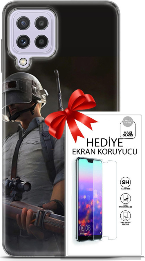 Samsung Galaxy M32 Kılıf Orijinal Seri Pubg 02 Battlegrounds Kapak Ve Ekran Koruyucu