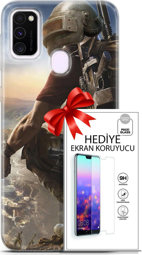 Samsung Galaxy M21 Kılıf Orijinal Seri Pubg 10 Mobile Full Hd Kılıf + Ekran Koruyucu