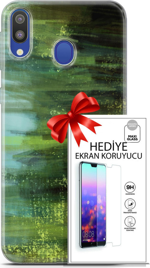 Samsung Galaxy M20 Kılıf Orijinal Seri Nature 21 Çalılar Darbe Önleyici Kapak + Ön Ekran Koruyucu