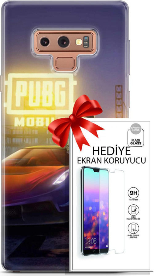 Samsung Galaxy Note 9 Kılıf Orijinal Seri Pubg 17 Arabalı Yumuşak Kılıf + Ekran Koruyucu