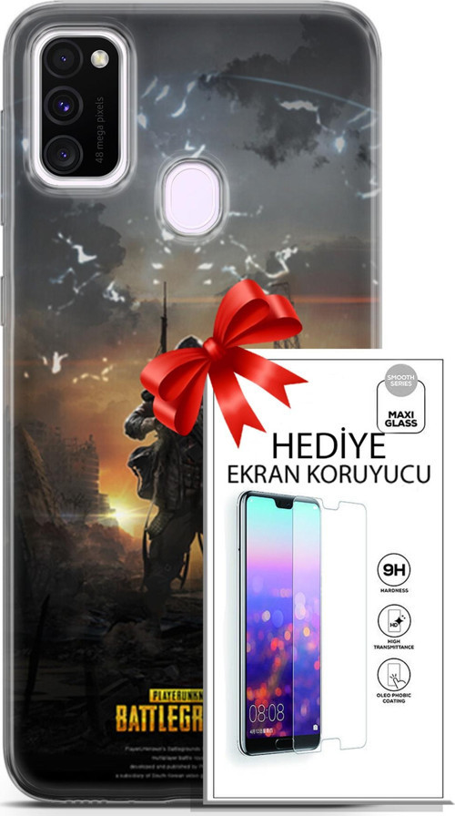Samsung Galaxy M21 Kılıf Orijinal Seri Pubg 23 Playerunknown'S Telefon Kabı Ve Ekran Koruyucu