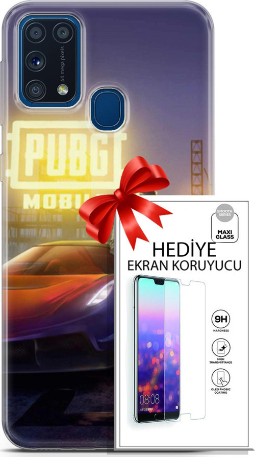 Samsung Galaxy M31 Kılıf Orijinal Seri Pubg 17 Arabalı Yumuşak Kılıf + Ekran Koruyucu