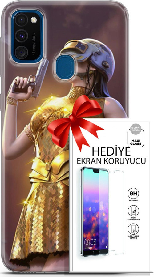 Samsung Galaxy M30S Kılıf Orijinal Seri Pubg 21 Anna Darbe Önleyici Kapak + Ön Ekran Koruyucu