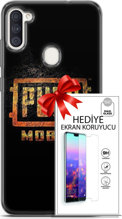 Samsung Galaxy M11 Kılıf Orijinal Seri Pubg 14 Logo Cover Kılıf + Ön Ekran Koruyucu