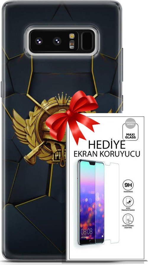 Samsung Galaxy Note 8 Kılıf Orijinal Seri Pubg 16 Amblem Hediyelik Kılıf Ve Ekran Koruyucu