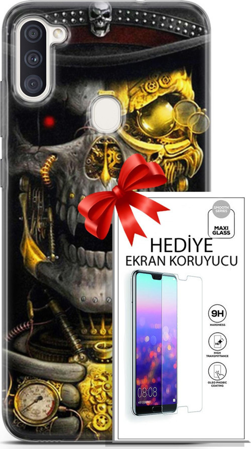 Samsung Galaxy M11 Kılıf Orijinal Seri Pubg 22 Skeleton Kap + Ekran Koruyucu
