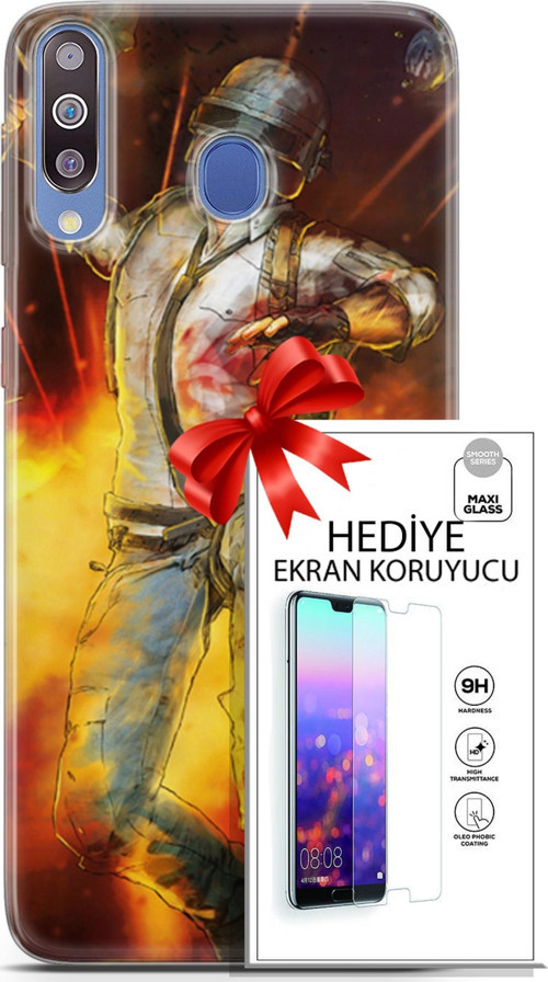 Samsung Galaxy M30 Kılıf Orijinal Seri Pubg 06 Tavalı Karakter Koruyucu Kapak Ekran Koruyucu