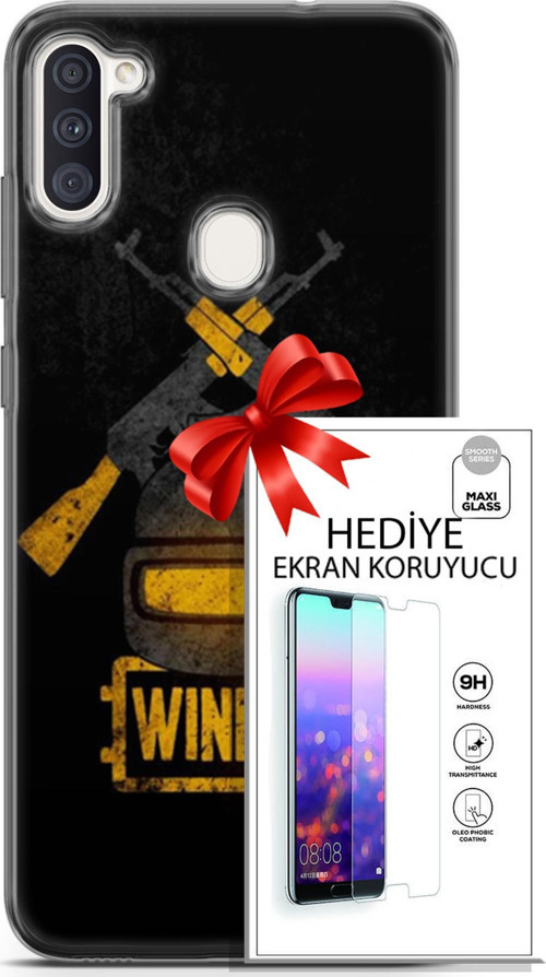 Samsung Galaxy M11 Kılıf Orijinal Seri Pubg 15 Winner Kalın Silikon + Ekran Koruyucu