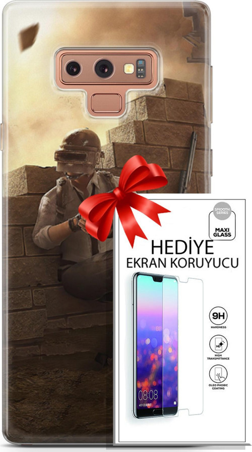 Samsung Galaxy Note 9 Kılıf Orijinal Seri Pubg 04 Oyun Karakterleri Silikon Kılıf + Ekran Koruyucu F