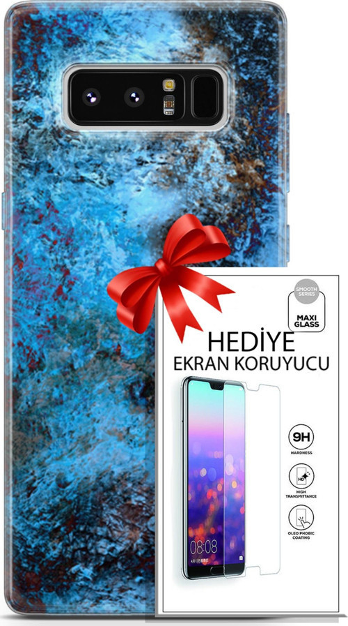 Samsung Galaxy Note 8 Kılıf Orijinal Seri Nature 27 Rengarenk Lazer Kesim Silikon Ekran Koruyucu