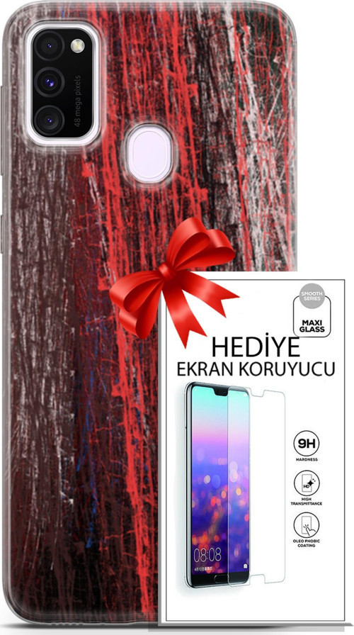 Samsung Galaxy M21 Kılıf Orijinal Seri Nature 22 İzler Kap + Ekran Koruyucu