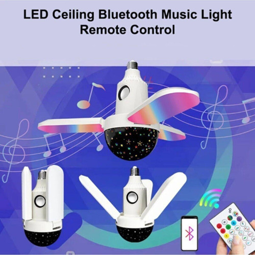 Bluetooth Hoparlör Disko Topu Rgb Led Işıklı Renkli Işık Lamba 3 Kanatlı Kumandalı Ld-60