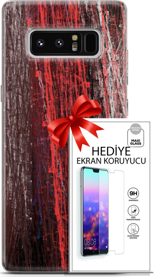 Samsung Galaxy Note 8 Kılıf Orijinal Seri Nature 22 İzler Kap + Ekran Koruyucu
