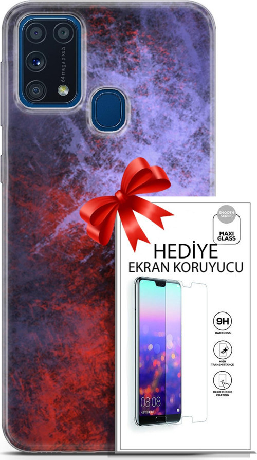 Samsung Galaxy M31 Kılıf Orijinal Seri Nature 18 Karışık Parlak Kılıf + Ekran Koruyucu Full Koruma