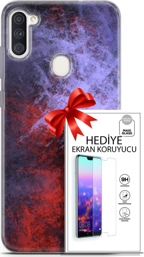 Samsung Galaxy M11 Kılıf Orijinal Seri Nature 18 Karışık Parlak Kılıf + Ekran Koruyucu Full Koruma