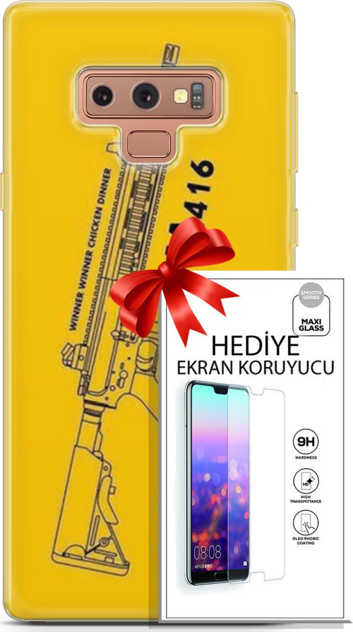 Samsung Galaxy Note 9 Kılıf Orijinal Seri Pubg 28 M416 İz Bırakmayan Kılıf + Ön Ekran Koruyucu
