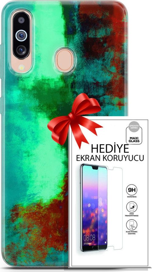 Samsung Galaxy M40 Kılıf Orijinal Seri Nature 20 Yeşil Kahve Renkli Kılıf Ekran Koruyucu