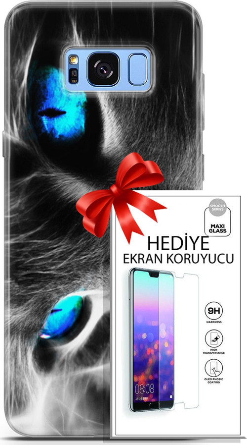 Samsung Galaxy S8 Plus Kılıf Orijinal Seri Scotish-British 26 Amerikan Kedisi Soft Kapak + Ekran Koruyucu