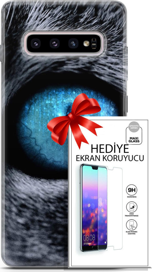 Samsung Galaxy S10 Plus Kılıf Orijinal Seri Scotish-British 29 Pov Eye Leke Tutmaz Kapak + Ekran Koruyucu