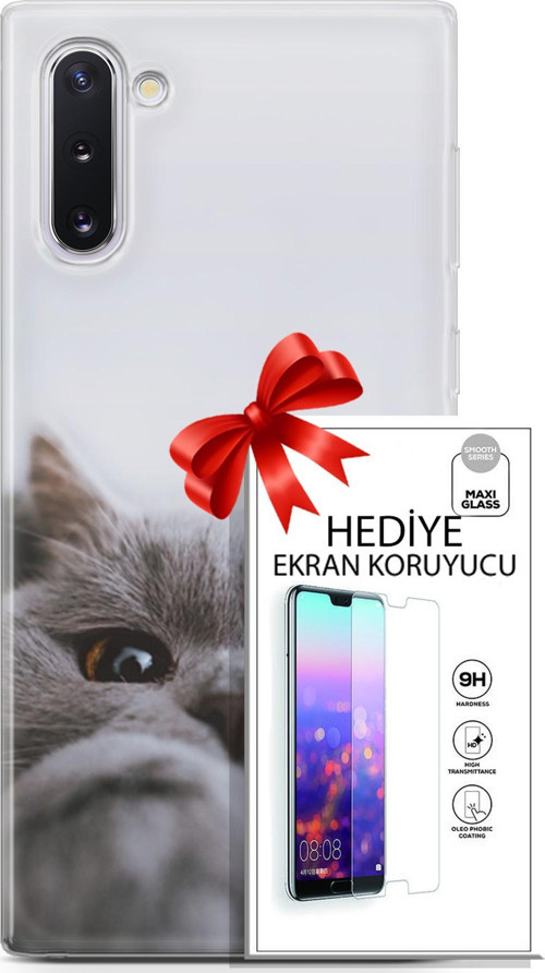 Samsung Galaxy Note 10 Kılıf Orijinal Seri Scotish-British 08 Sevimli Kedi Baskılı Kılıf + Ekran Koruyucu