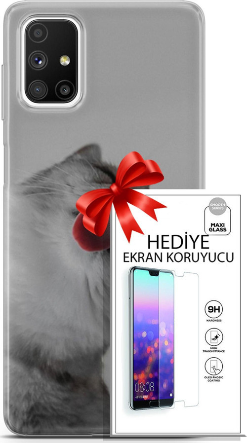 Samsung Galaxy M51 Kılıf Orijinal Seri Scotish-British 07 British Shorthair Desenli Kılıf + Ön Ekran Koruyucu