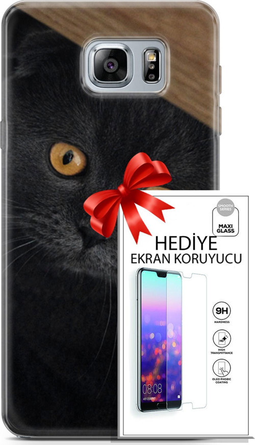 Samsung Galaxy Note 5 Kılıf Orijinal Seri Scotish-British 03 Sarı Gözler Arka Kapak + Ekran Koruyucu